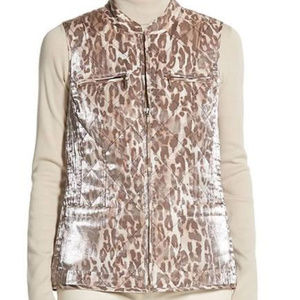 Chico's Vest Quilted Animal Print Zip Up Sleeveles